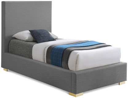 Meridian Furniture - Crosby Grey Linen Textured Fabric Twin Bed - CrosbyGrey-T veiw 1