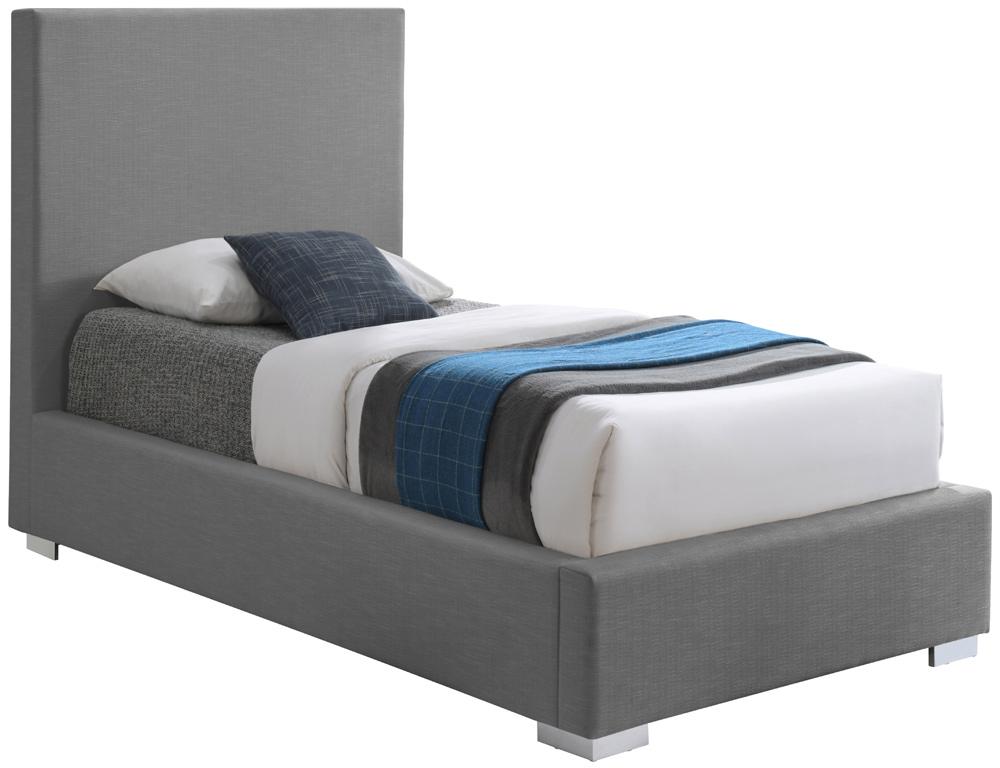 Meridian Furniture - Crosby Grey Linen Textured Fabric Twin Bed - CrosbyGrey-T veiw 2