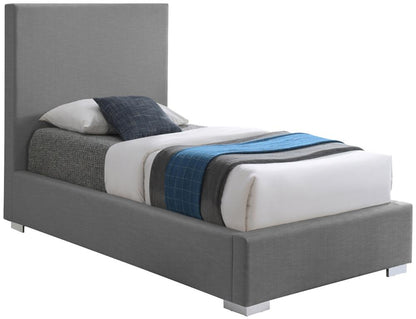 Meridian Furniture - Crosby Grey Linen Textured Fabric Twin Bed - CrosbyGrey-T veiw 2