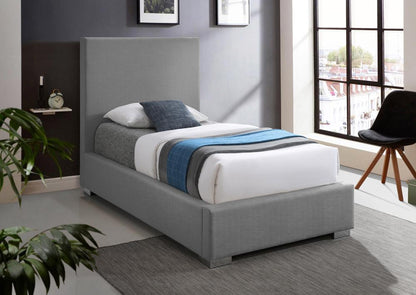 Meridian Furniture - Crosby Grey Linen Textured Fabric Twin Bed - CrosbyGrey-T veiw 4
