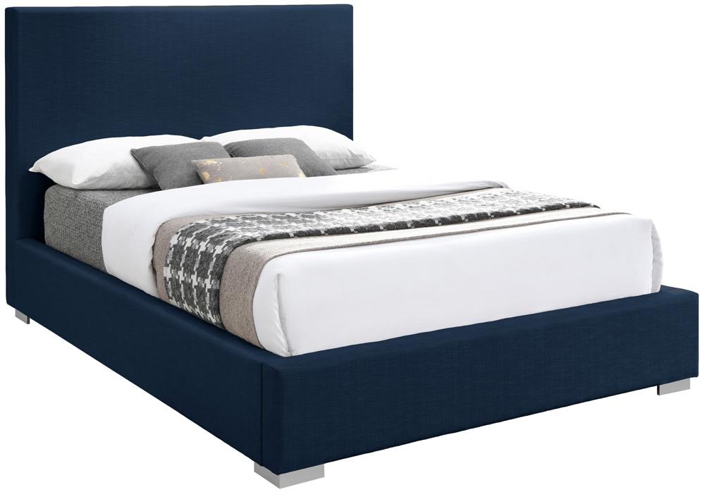 Meridian Furniture - Crosby Navy Linen Textured Fabric King Bed - CrosbyNavy-K veiw 2