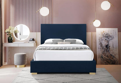 Meridian Furniture - Crosby Navy Linen Textured Fabric King Bed - CrosbyNavy-K veiw 7