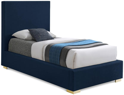 Meridian Furniture - Crosby Navy Linen Textured Fabric Twin Bed - CrosbyNavy-T veiw 1