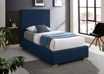 Meridian Furniture - Crosby Navy Linen Textured Fabric Twin Bed - CrosbyNavy-T veiw 3