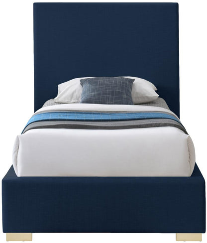Meridian Furniture - Crosby Navy Linen Textured Fabric Twin Bed - CrosbyNavy-T veiw 5