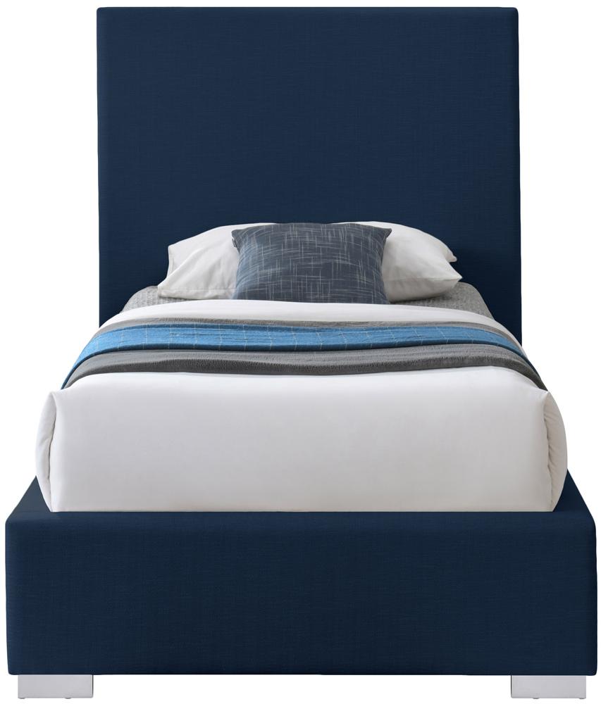 Meridian Furniture - Crosby Navy Linen Textured Fabric Twin Bed - CrosbyNavy-T veiw 6