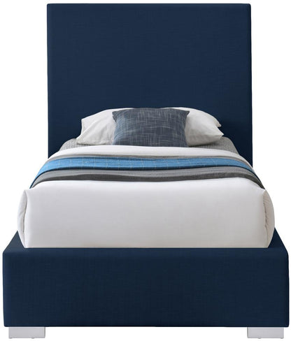 Meridian Furniture - Crosby Navy Linen Textured Fabric Twin Bed - CrosbyNavy-T veiw 6