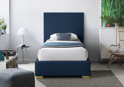 Meridian Furniture - Crosby Navy Linen Textured Fabric Twin Bed - CrosbyNavy-T veiw 7
