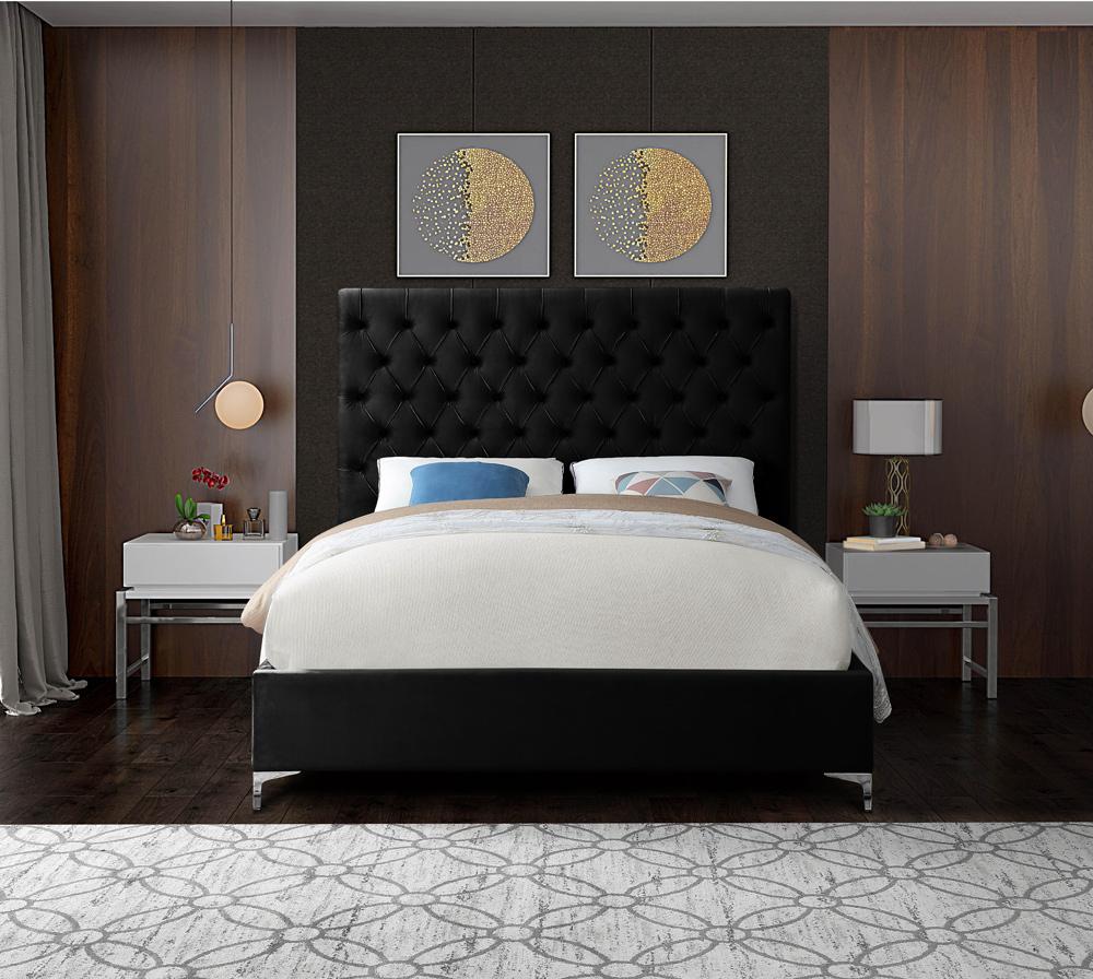Meridian Furniture - Cruz Black Velvet Full Bed - CruzBlack-F veiw 7