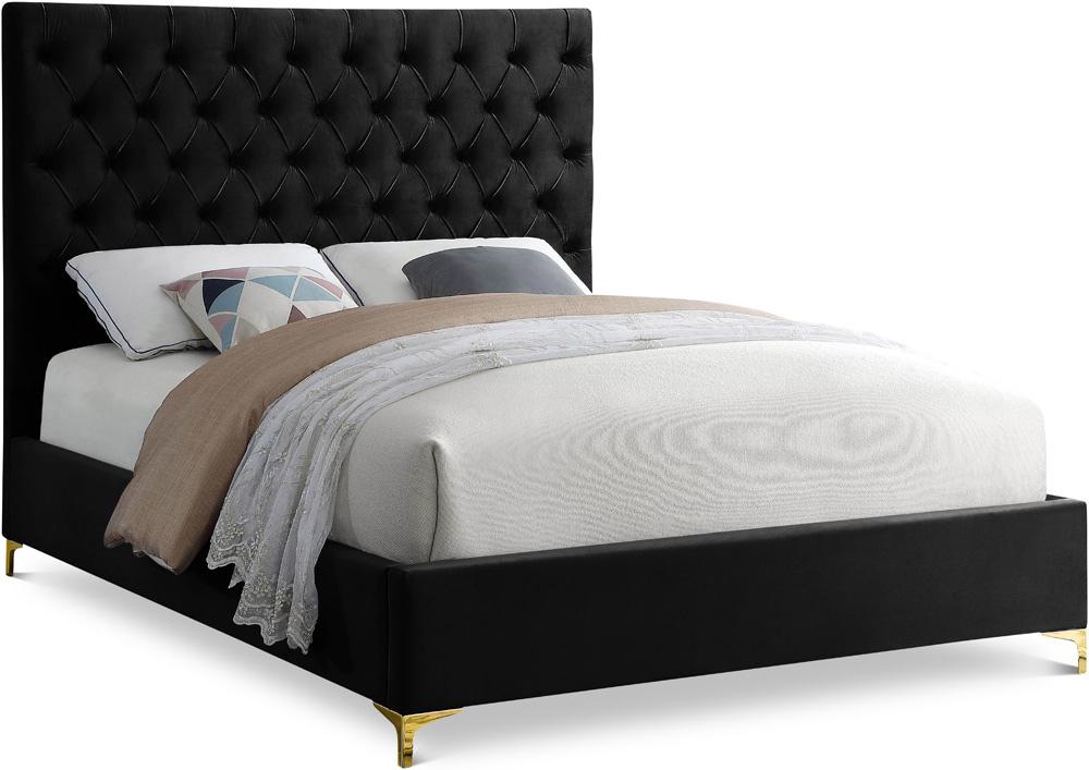 Meridian Furniture - Cruz Black Velvet Queen Bed - CruzBlack-Q veiw 1