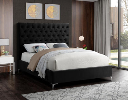 Meridian Furniture - Cruz Black Velvet Queen Bed - CruzBlack-Q veiw 3