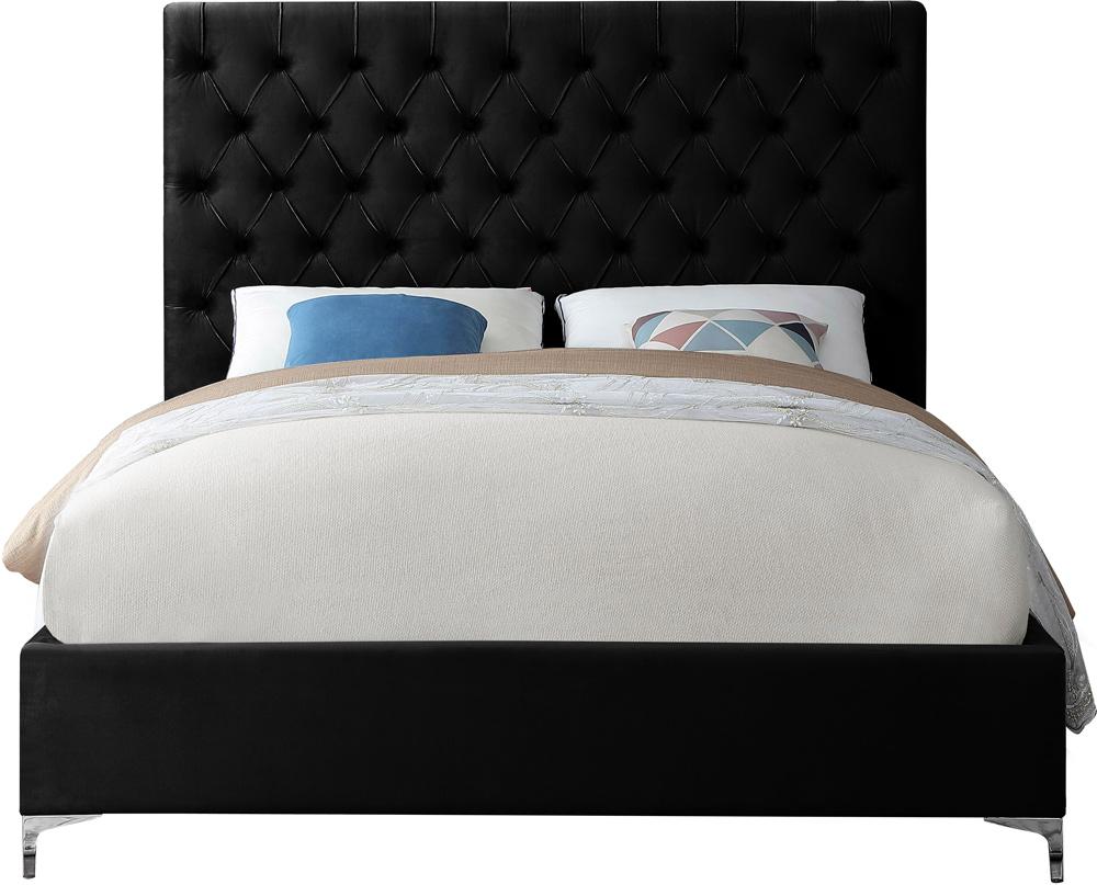 Meridian Furniture - Cruz Black Velvet Queen Bed - CruzBlack-Q veiw 5