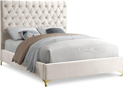 Meridian Furniture - Cruz Cream Velvet Full Bed - CruzCream-F veiw 1