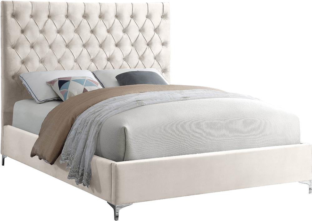 Meridian Furniture - Cruz Cream Velvet Full Bed - CruzCream-F veiw 2