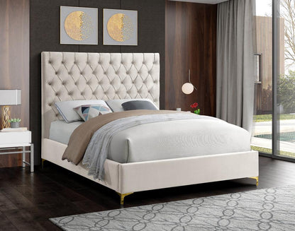 Meridian Furniture - Cruz Cream Velvet Full Bed - CruzCream-F veiw 3