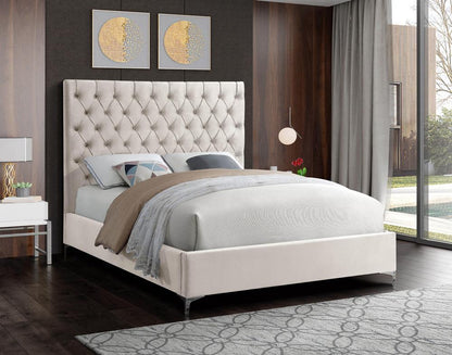 Meridian Furniture - Cruz Cream Velvet Full Bed - CruzCream-F veiw 4