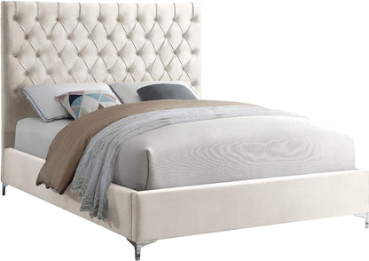 Meridian Furniture - Cruz Cream Velvet King Bed - CruzCream-K veiw 2