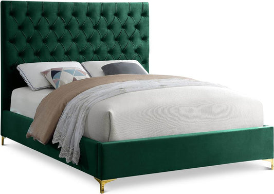 Meridian Furniture - Cruz Green Velvet Full Bed - CruzGreen-F veiw 1