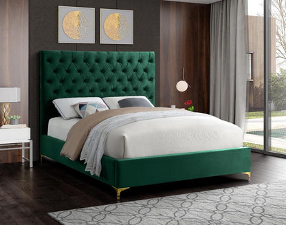 Meridian Furniture - Cruz Green Velvet Full Bed - CruzGreen-F veiw 4