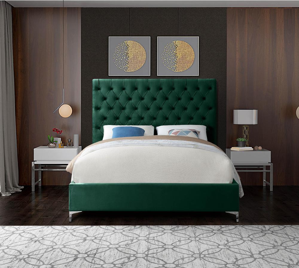 Meridian Furniture - Cruz Green Velvet Full Bed - CruzGreen-F veiw 7
