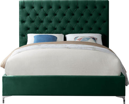 Meridian Furniture - Cruz Green Velvet Queen Bed - CruzGreen-Q veiw 5