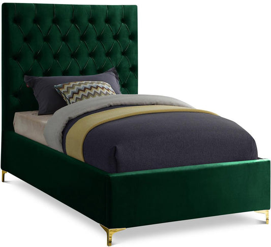 Meridian Furniture - Cruz Green Velvet Twin Bed - CruzGreen-T veiw 1