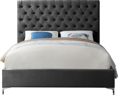 Meridian Furniture - Cruz Grey Velvet King Bed - CruzGrey-K veiw 5