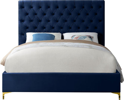 Meridian Furniture - Cruz Navy Velvet Full Bed - CruzNavy-F veiw 6