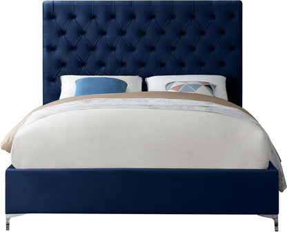 Meridian Furniture - Cruz Navy Velvet King Bed - CruzNavy-K veiw 5