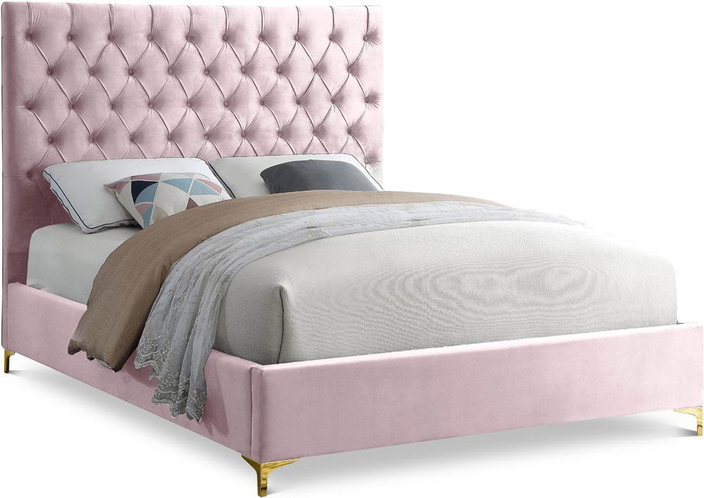 Meridian Furniture - Cruz Pink Velvet King Bed - CruzPink-K veiw 1