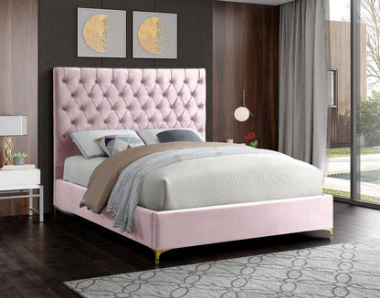 Meridian Furniture - Cruz Pink Velvet Queen Bed - CruzPink-Q veiw 4
