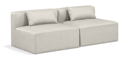 Meridian Furniture - Cube Cream Vegan Leather Modular Sofa - 2Pc - 668Cream-S72A view 1