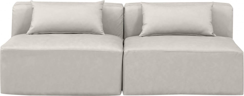 Meridian Furniture - Cube Cream Vegan Leather Modular Sofa - 2Pc - 668Cream-S72A view 2