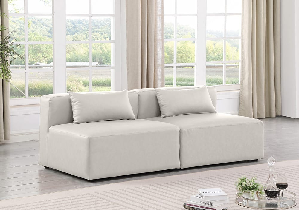 Meridian Furniture - Cube Cream Vegan Leather Modular Sofa - 2Pc - 668Cream-S72A view 6