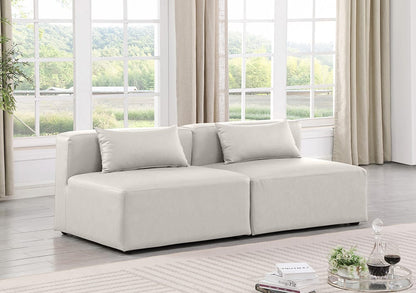 Meridian Furniture - Cube Cream Vegan Leather Modular Sofa - 2Pc - 668Cream-S72A view 6