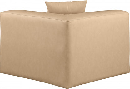 Meridian Furniture - Cube Tan Vegan Leather Corner Chair - 668Tan-Corner view 3
