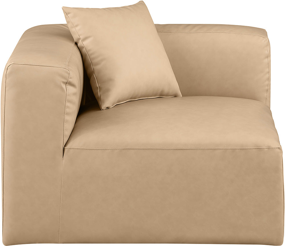Meridian Furniture - Cube Tan Vegan Leather Corner Chair - 668Tan-Corner view 4