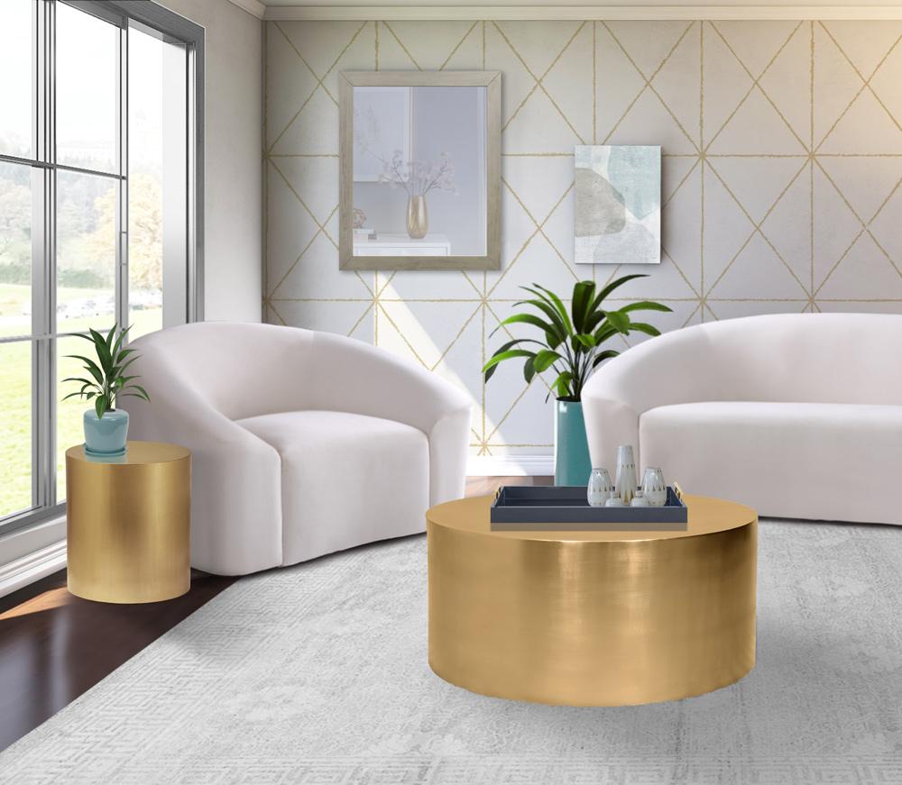 Meridian Furniture - Cylinder Brushed Gold Coffee Table - 296-CT veiw 6