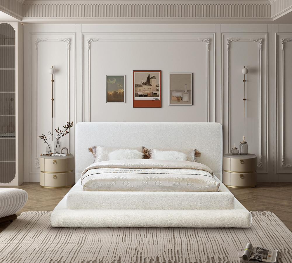 Meridian Furniture - Dane Cream Teddy Fabric King Bed - DaneCream-K veiw 4