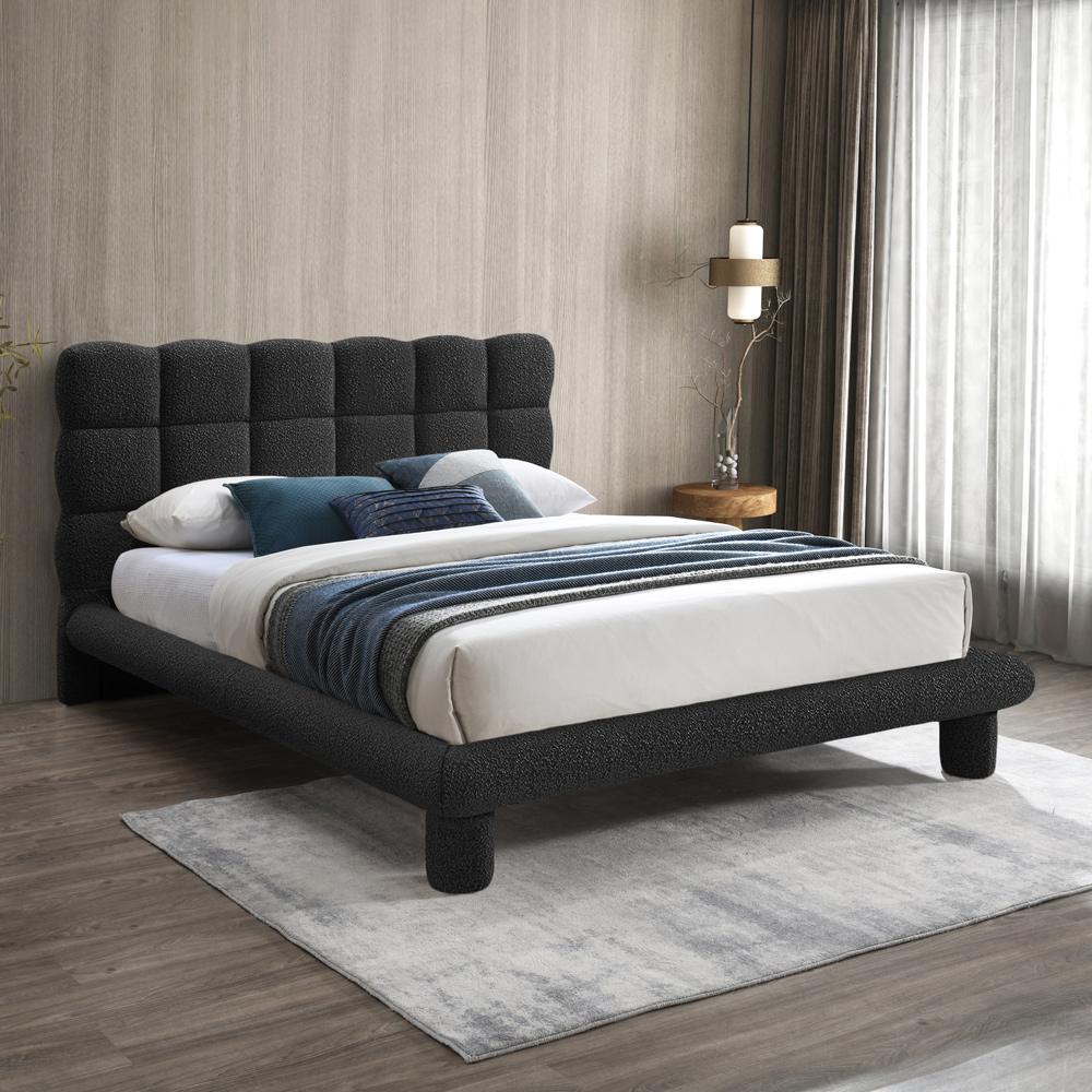 Meridian Furniture - Deco Black Boucle Fabric Full Bed - DecoBlack-F veiw 2