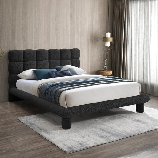 Meridian Furniture - Deco Black Boucle Fabric Full Bed - DecoBlack-F veiw 2