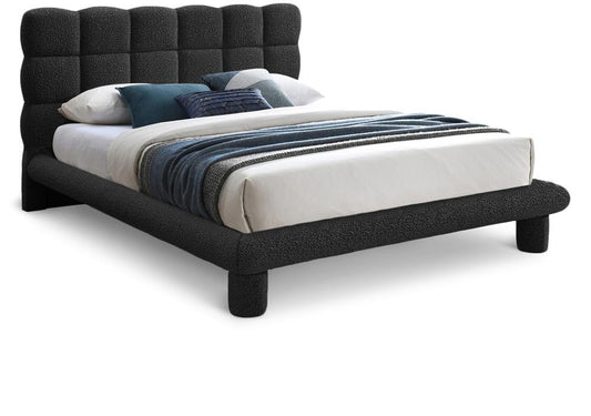 Meridian Furniture - Deco Black Boucle Fabric Queen Bed - DecoBlack-Q veiw 1