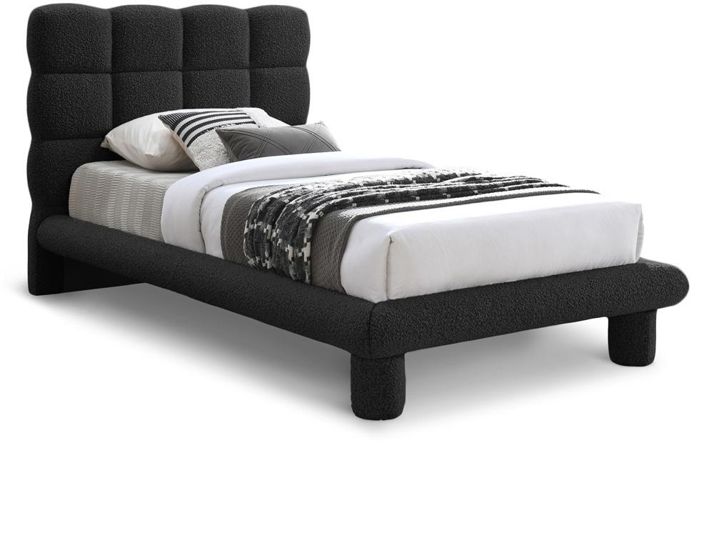 Meridian Furniture - Deco Black Boucle Fabric Twin Bed - DecoBlack-T veiw 1