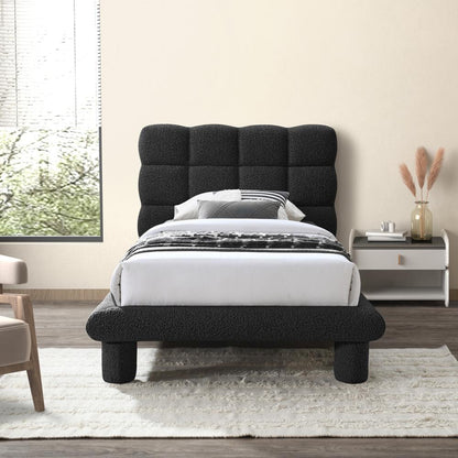 Meridian Furniture - Deco Black Boucle Fabric Twin Bed - DecoBlack-T veiw 2