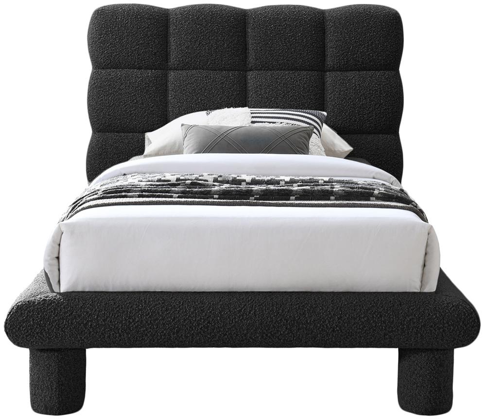 Meridian Furniture - Deco Black Boucle Fabric Twin Bed - DecoBlack-T veiw 3