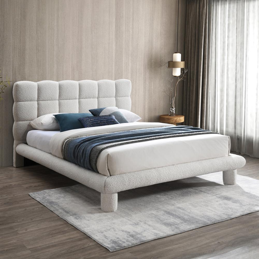 Meridian Furniture - Deco Cream Boucle Fabric Full Bed - DecoCream-F veiw 2