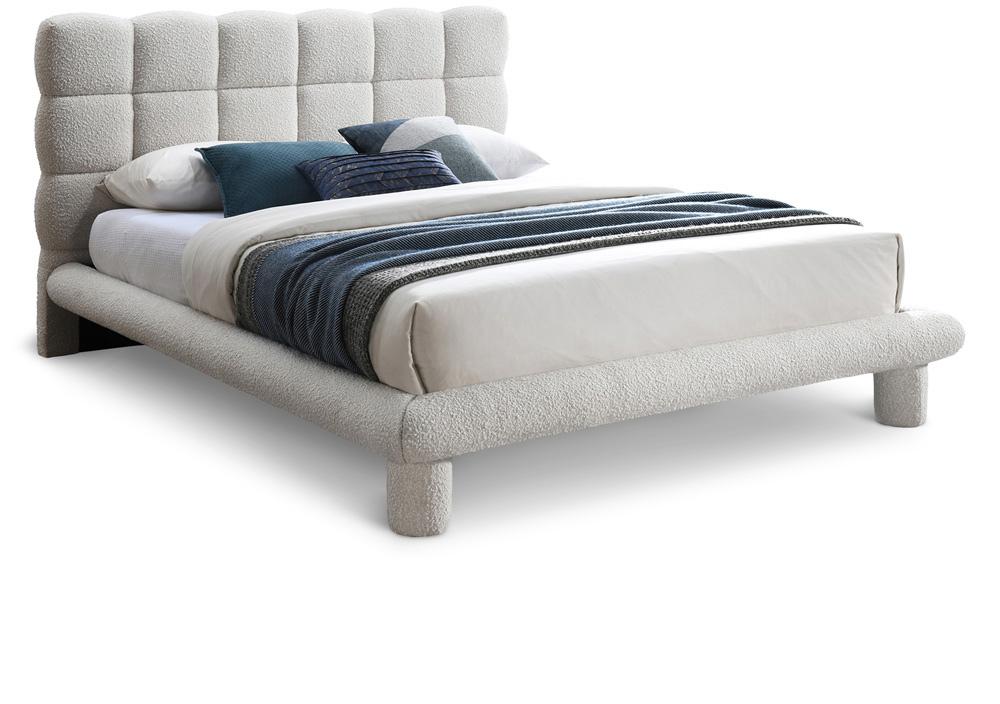 Meridian Furniture - Deco Cream Boucle Fabric King Bed - DecoCream-K veiw 1