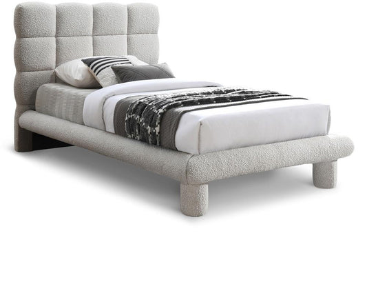 Meridian Furniture - Deco Cream Boucle Fabric Twin Bed - DecoCream-T veiw 1