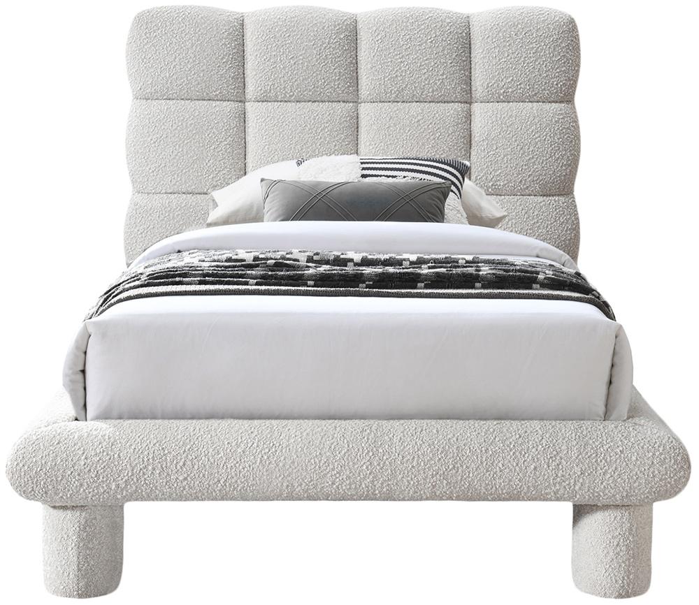 Meridian Furniture - Deco Cream Boucle Fabric Twin Bed - DecoCream-T veiw 3