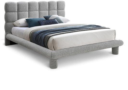 Meridian Furniture - Deco Grey Boucle Fabric Full Bed - DecoGrey-F veiw 1